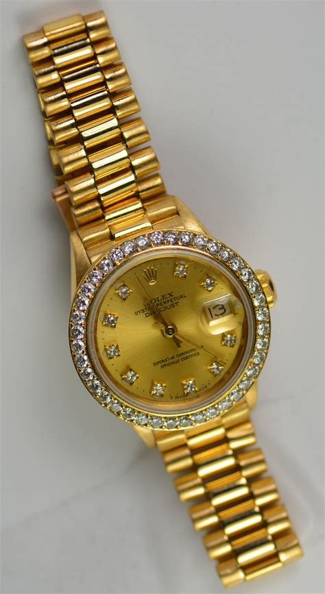 rolex gold womens diamonds|Rolex lady Datejust bezel.